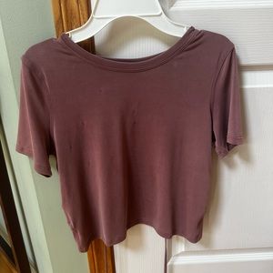 Dusty pink colored dri fit material lululemon tshirt